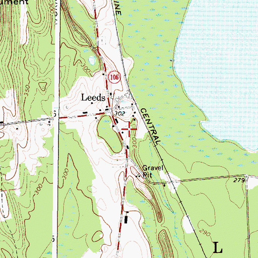 Topographic Map of Leeds Post Office, ME