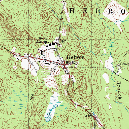 Topographic Map of Hebron Post Office, ME