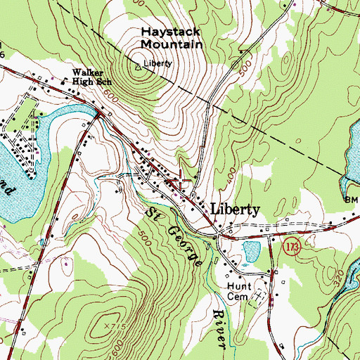Topographic Map of Liberty Post Office, ME