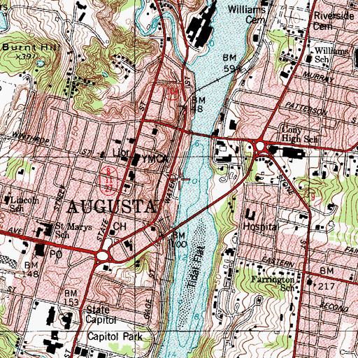 Topographic Map of Water Street Post Office, ME