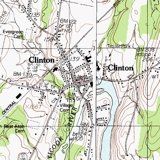 Topographic Map of Clinton Post Office, ME