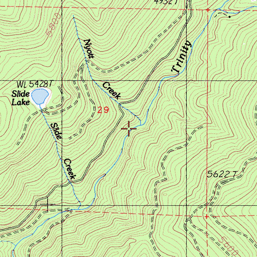 Topographic Map of Nyott Creek, CA