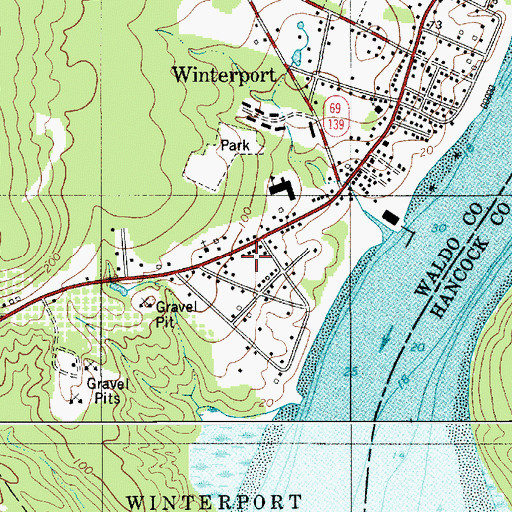Topographic Map of Winterport Post Office, ME