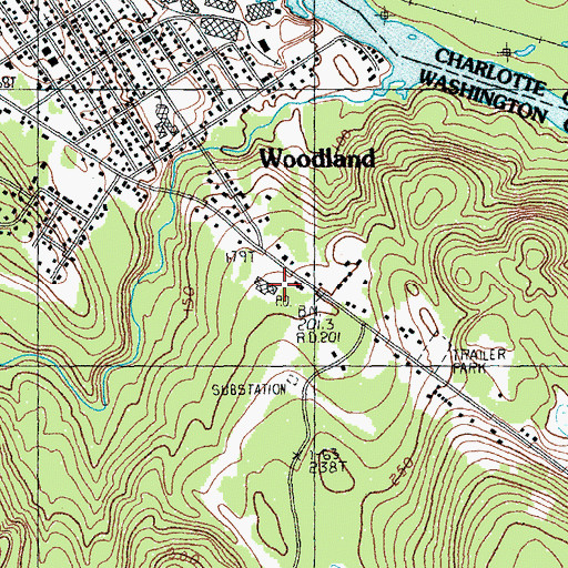 Topographic Map of Baileyville Post Office, ME