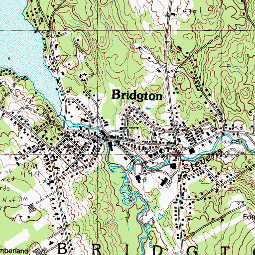 Topographic Map of Bridgton Post Office, ME