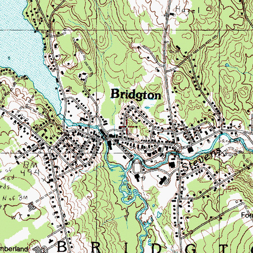 Topographic Map of Bridgton Post Office, ME