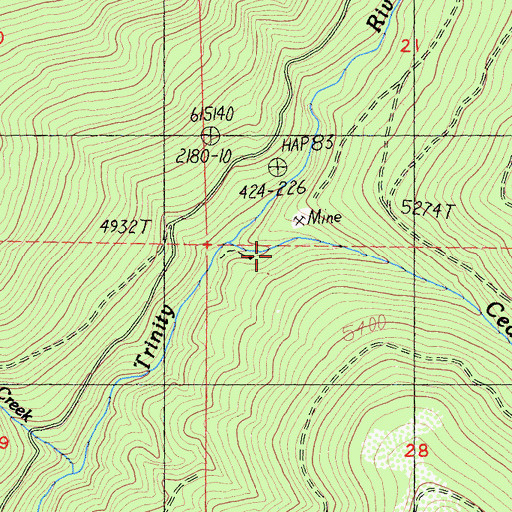 Topographic Map of Harmon, CA
