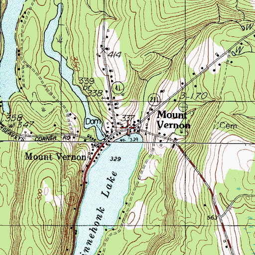 Topographic Map of Mount Vernon Post Office, ME