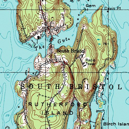 Topographic Map of South Bristol Post Office, ME