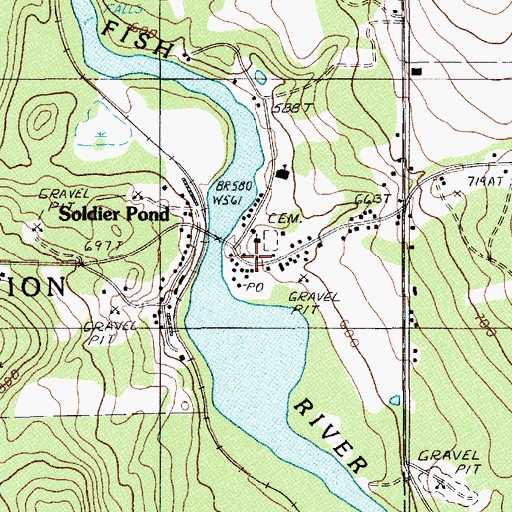Topographic Map of Wallagrass Post Office, ME