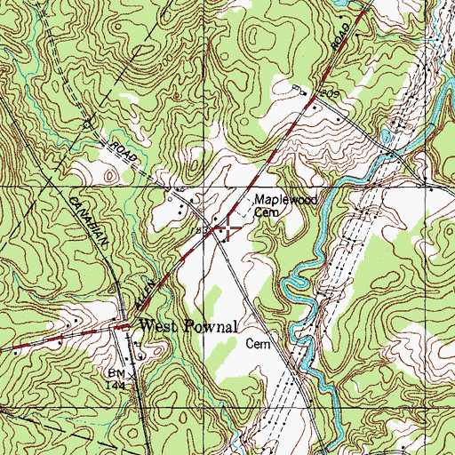 Topographic Map of Pownal Post Office, ME
