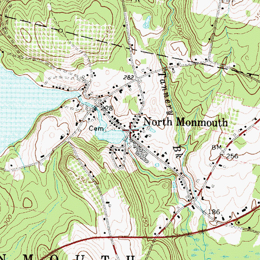 Topographic Map of North Monmouth Post Office, ME