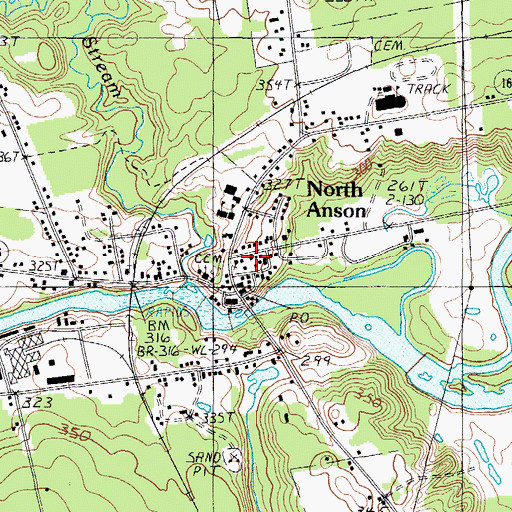 Topographic Map of North Anson Post Office, ME