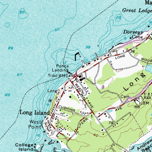 Topographic Map of Long Island Post Office, ME