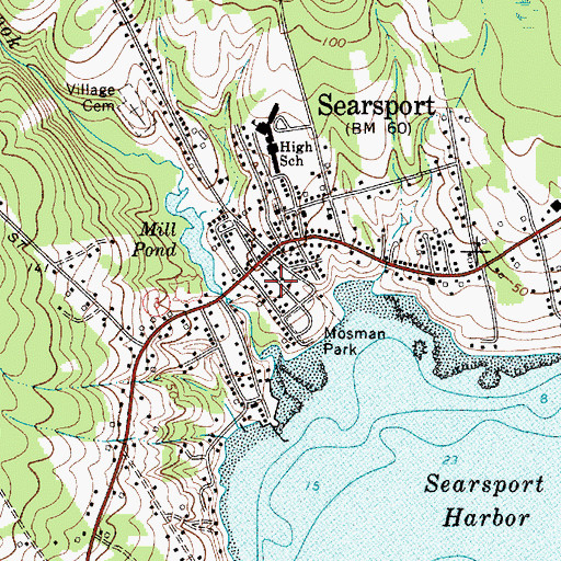 Topographic Map of Searsport Post Office, ME