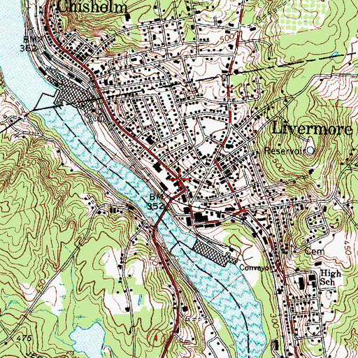 Topographic Map of Livermore Falls Post Office, ME
