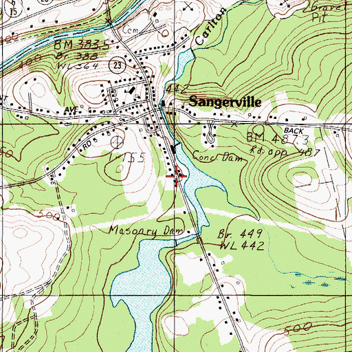 Topographic Map of Sangerville Post Office, ME