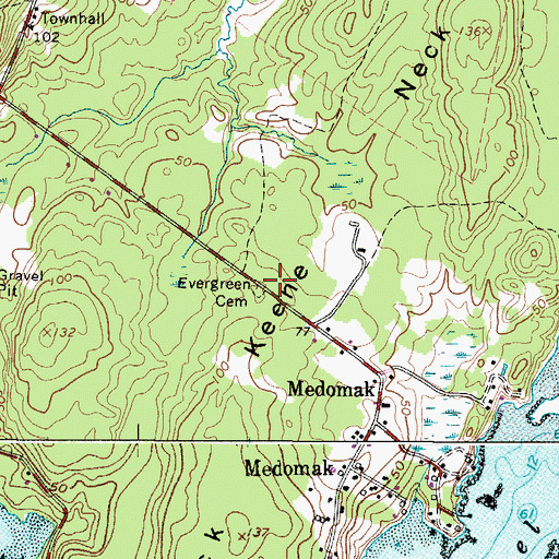 Topographic Map of Bremen Post Office, ME
