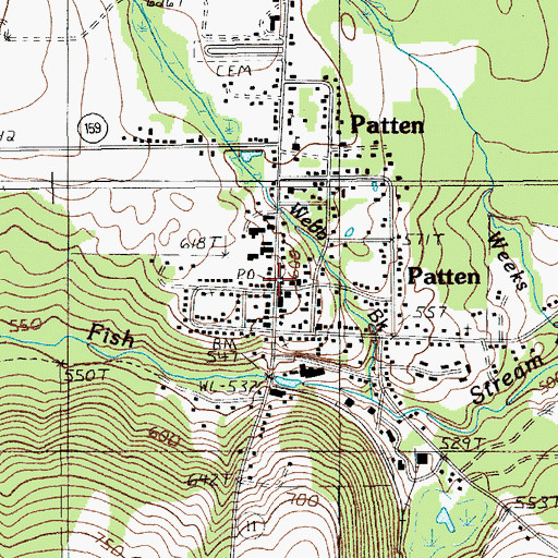 Topographic Map of Patten Post Office, ME