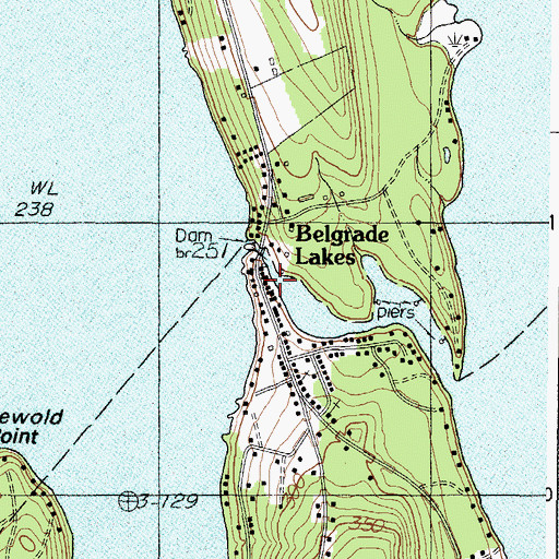Topographic Map of Belgrade Lakes Post Office, ME
