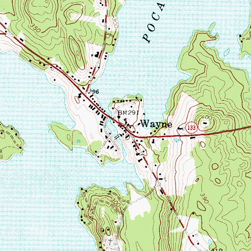 Topographic Map of Wayne Post Office, ME