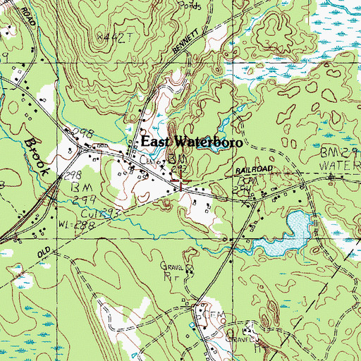 Topographic Map of East Waterboro Post Office, ME