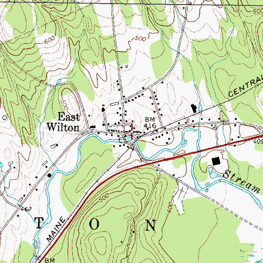 Topographic Map of East Wilton Post Office, ME