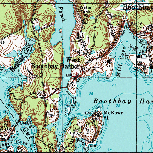 Topographic Map of West Boothbay Harbor Post Office, ME