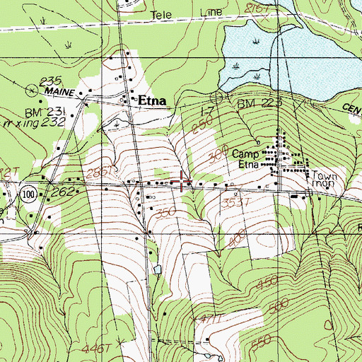 Topographic Map of Etna Post Office, ME