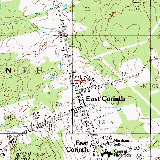 Topographic Map of Corinth Post Office, ME