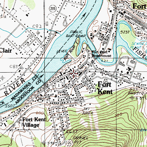 Topographic Map of Fort Kent Post Office, ME