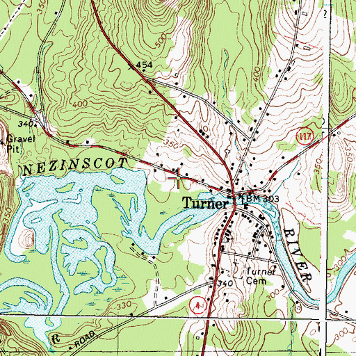Topographic Map of Turner Post Office, ME