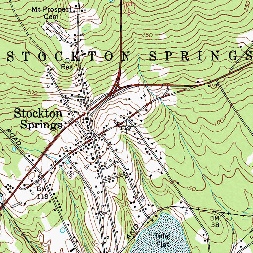 Topographic Map of Stockton Springs Post Office, ME