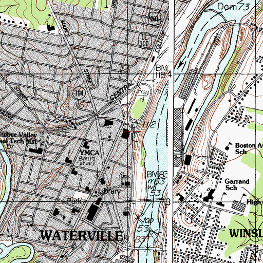 Topographic Map of Waterville Post Office, ME