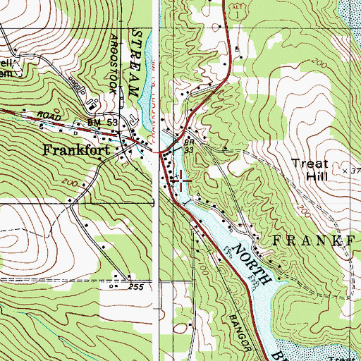 Topographic Map of Frankfort Post Office, ME