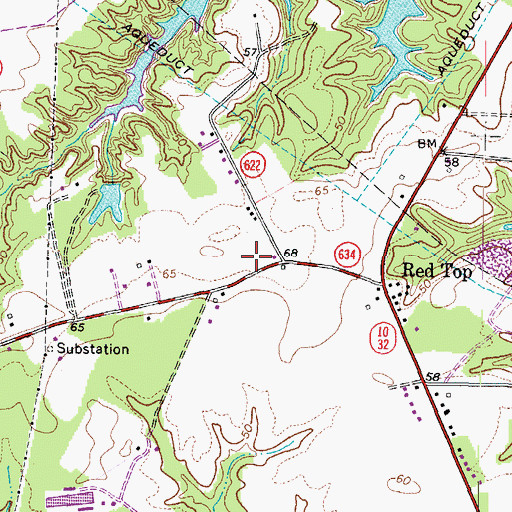 Topographic Map of Suffolk Department of Fire and Rescue Station 6, VA
