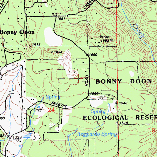 Topographic Map of Bonny Doon Fire Station, CA