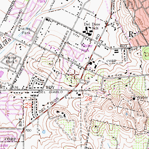 Topographic Map of Escondido Fire Department Station 6, CA