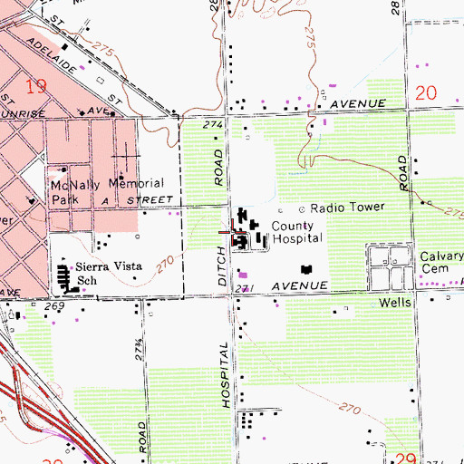 Topographic Map of Madera County Fire Department Station 1, CA