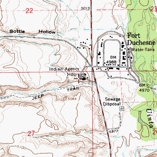 Topographic Map of Fort Duchesne Police Department, UT