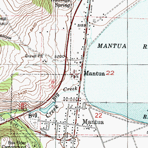 Topographic Map of Mantua Police Department, UT