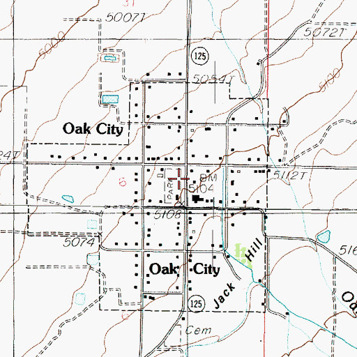 Topographic Map of Oak City Post Office, UT