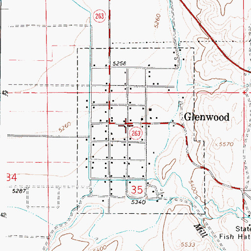 Topographic Map of Glenwood Post Office, UT