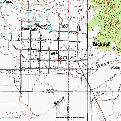 Topographic Map of Bicknell Post Office, UT