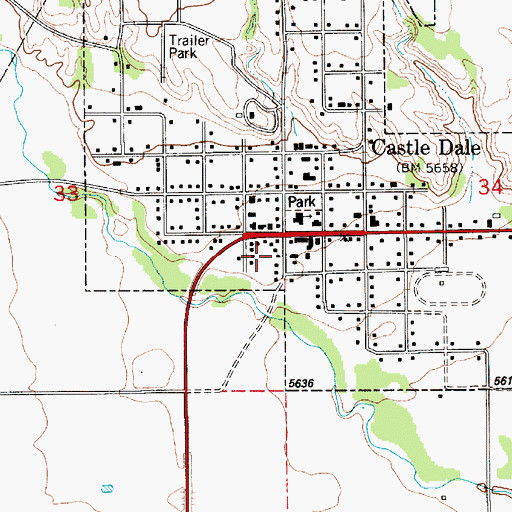 Topographic Map of Castle Dale Post Office, UT