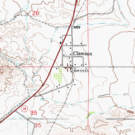 Topographic Map of Clawson Post Office, UT