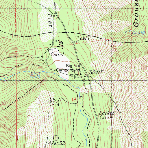 Topographic Map of Big Flat Campground, CA