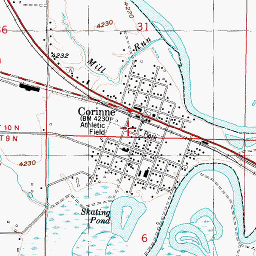 Topographic Map of Corinne Post Office, UT