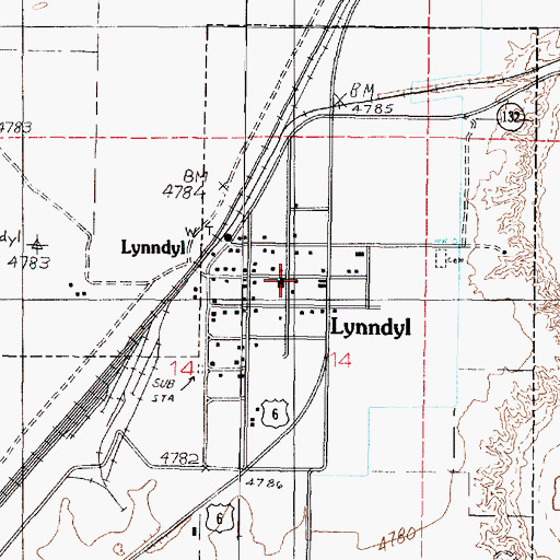 Topographic Map of Lynndyl Post Office, UT