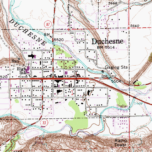 Topographic Map of Duchesne Post Office, UT